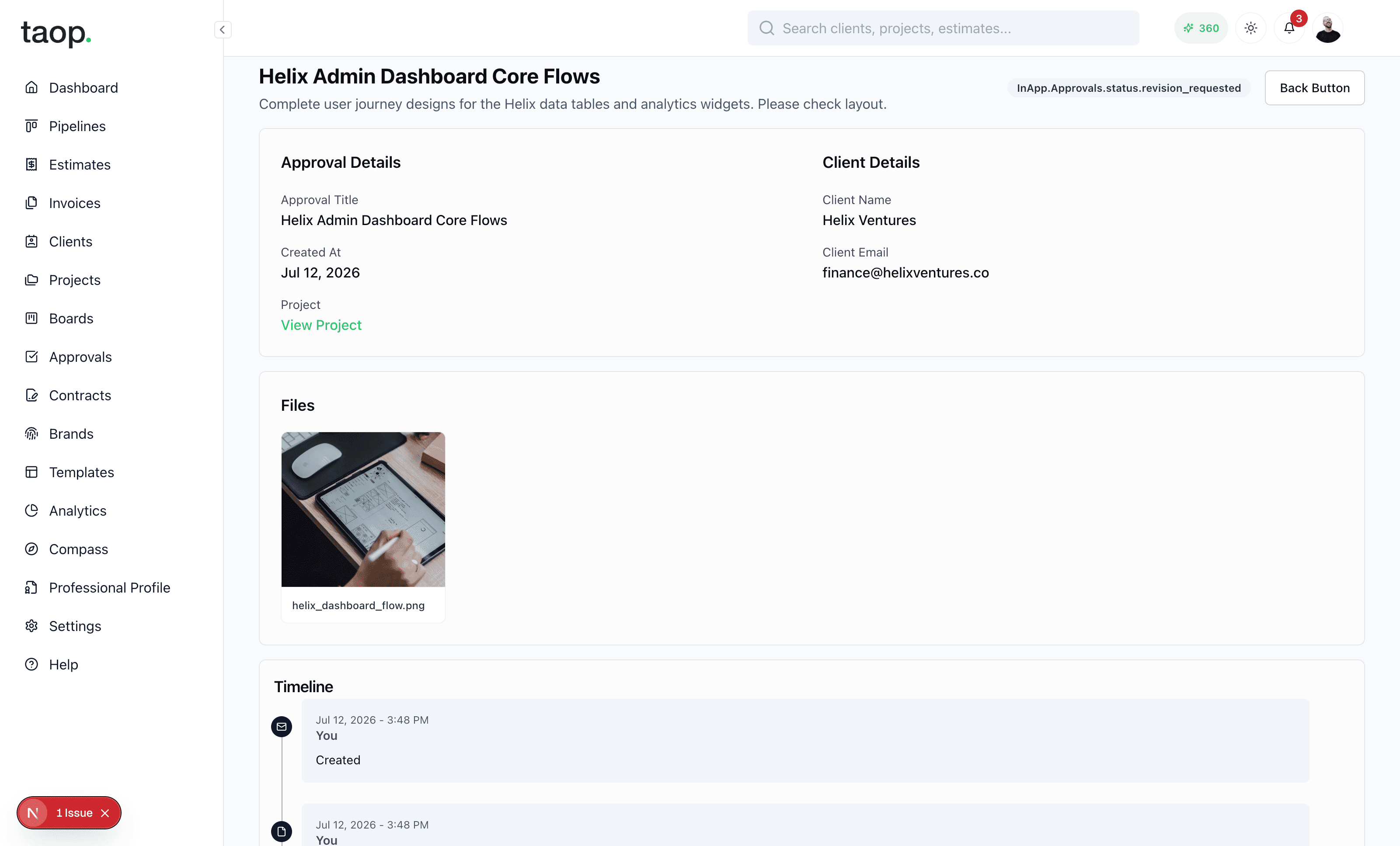 Project Approvals screenshot 1