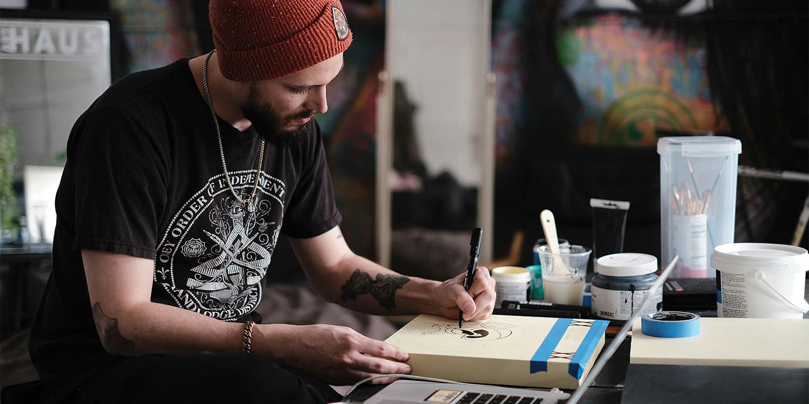Illustrator creating custom digital artwork and commercial concept sketches